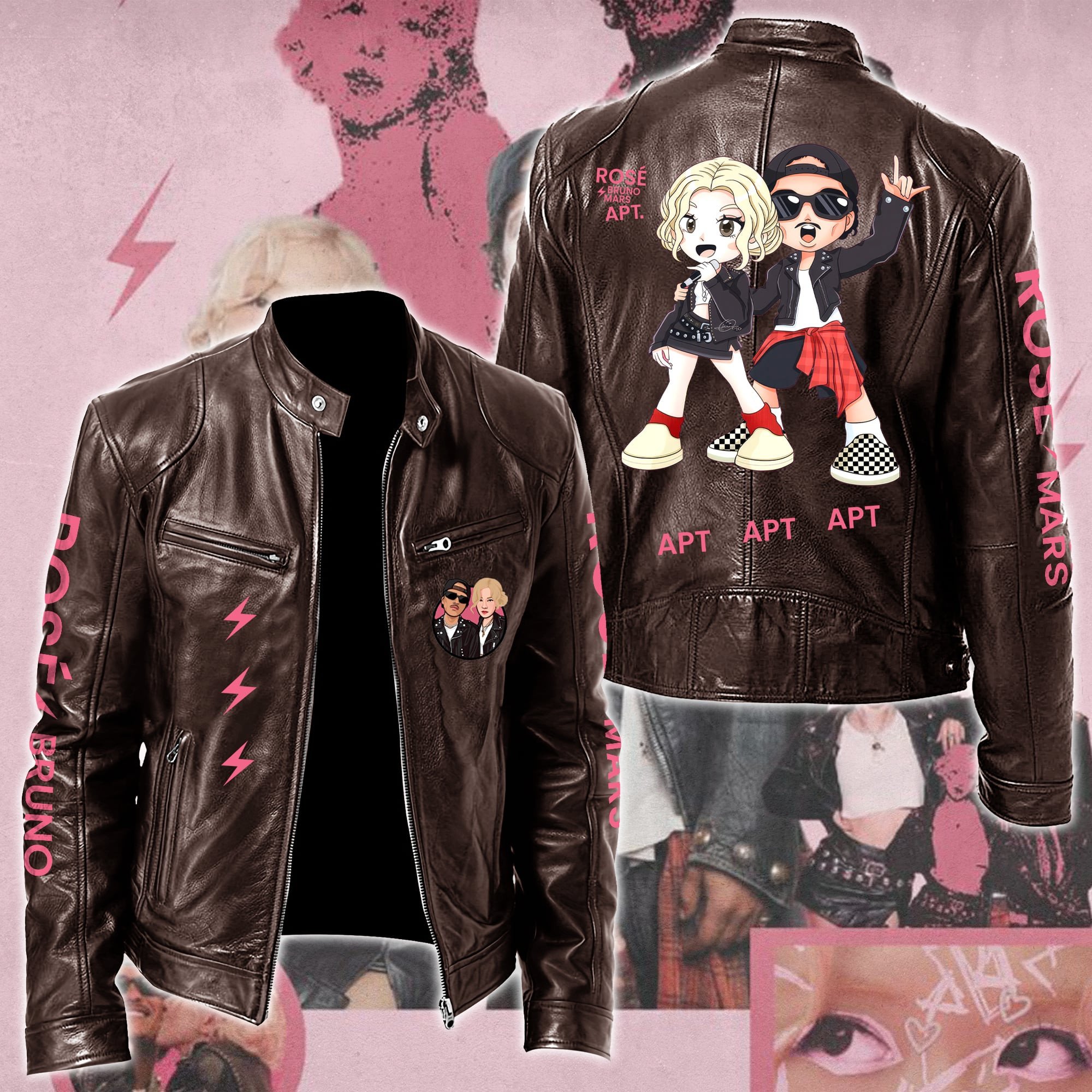 Rosé & Bruno Mars APT Music Style Leather Jacket For Fans
