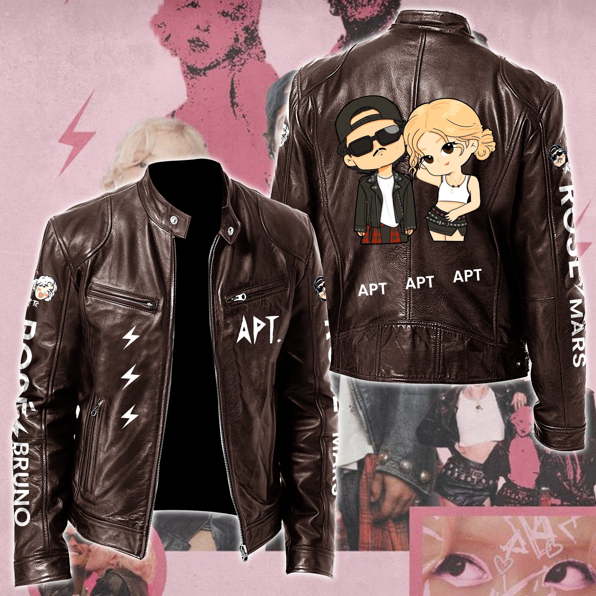 Rosé & Bruno Mars APT Music Style Leather Jacket For Fans