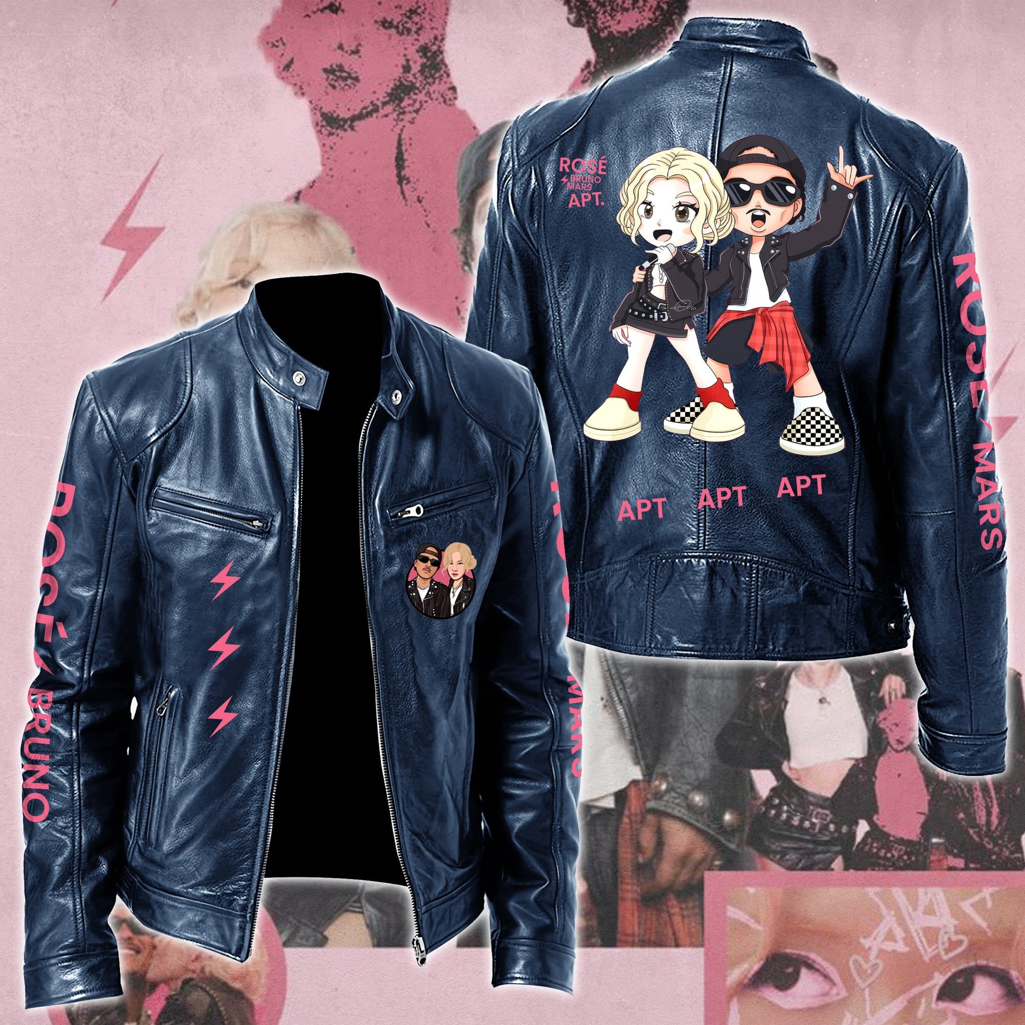 Rosé & Bruno Mars APT Music Style Leather Jacket For Fans