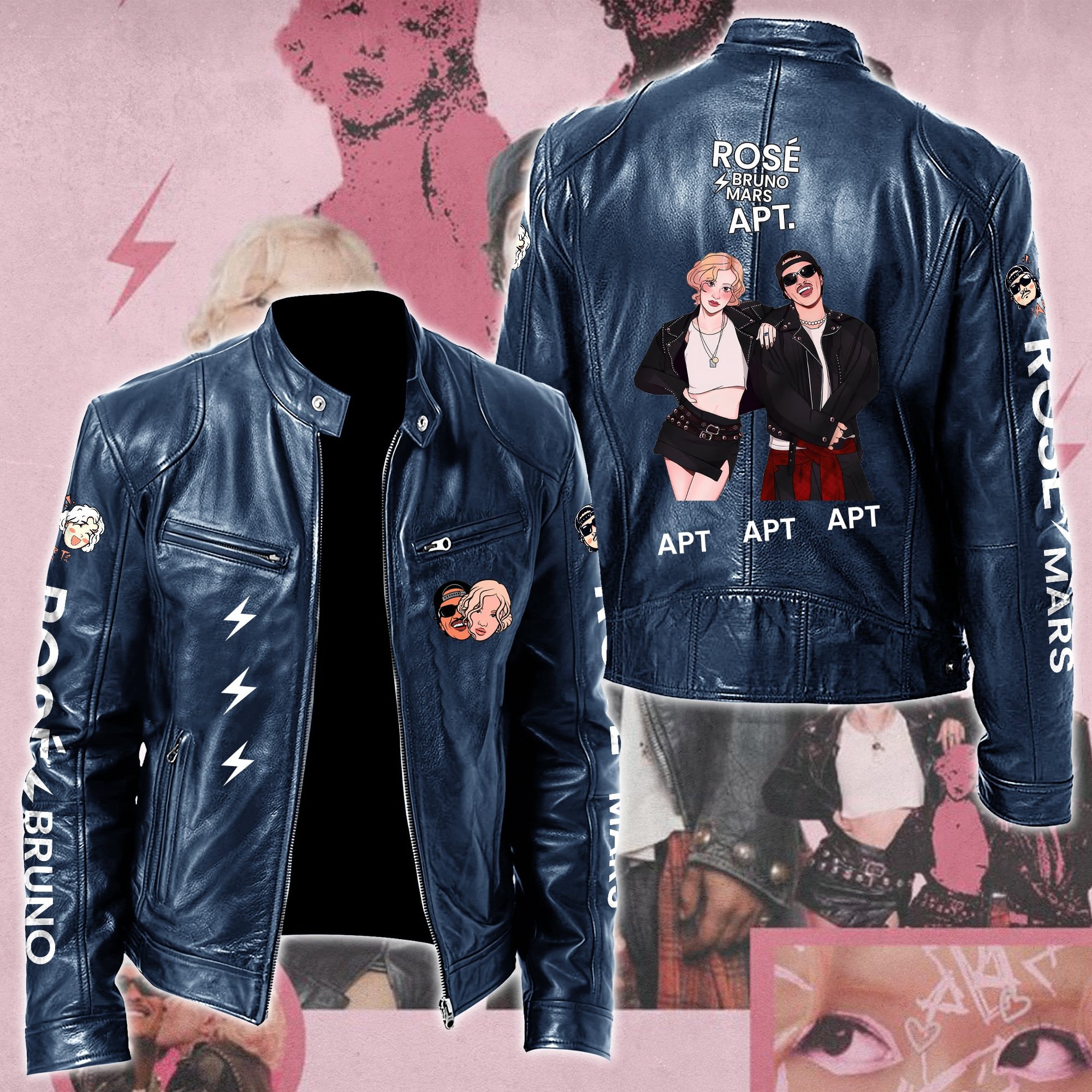 Rosé & Bruno Mars APT Music Style Leather Jacket For Fans