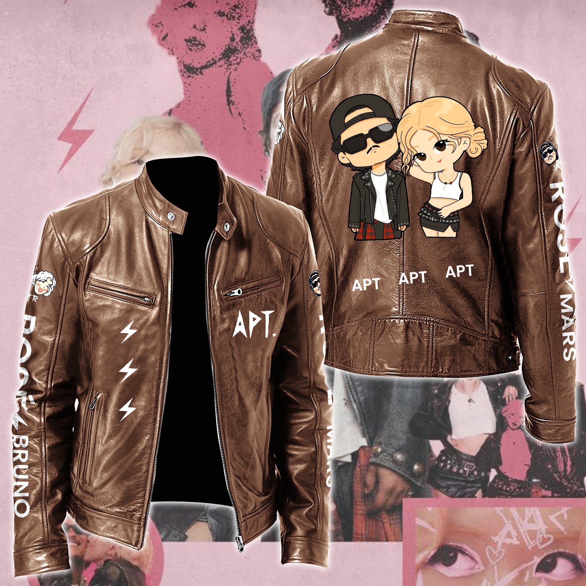 Rosé & Bruno Mars APT Music Style Leather Jacket For Fans