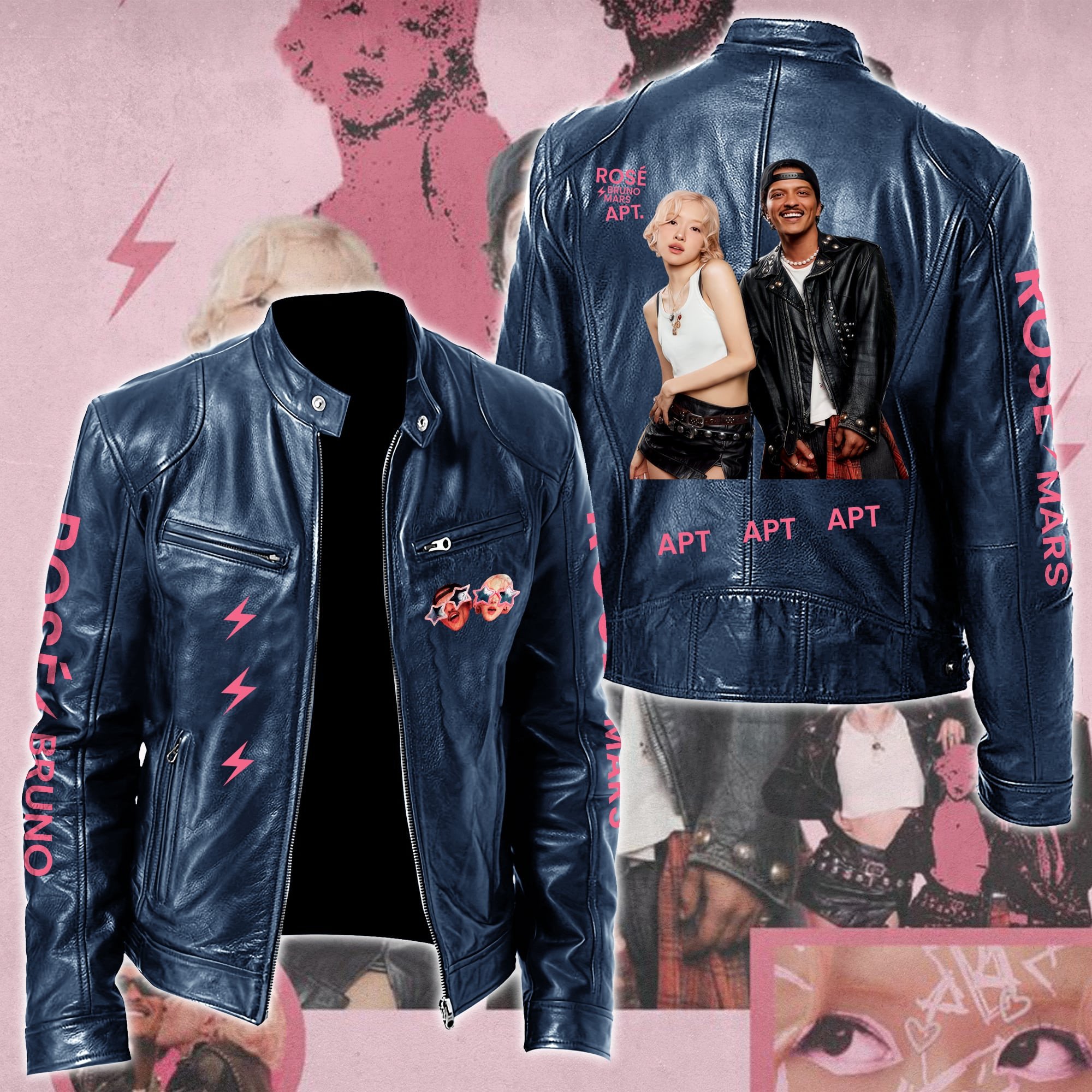Rosé & Bruno Mars APT Music Style Leather Jacket For Fans