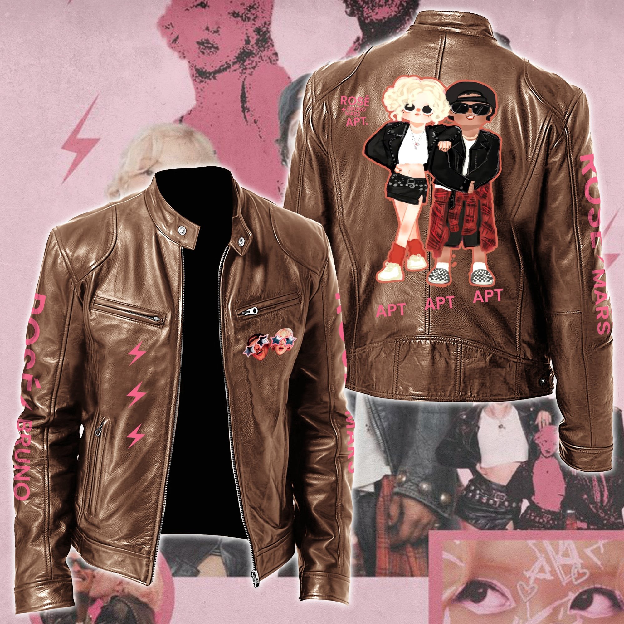 Rosé & Bruno Mars APT Music Style Leather Jacket For Fans