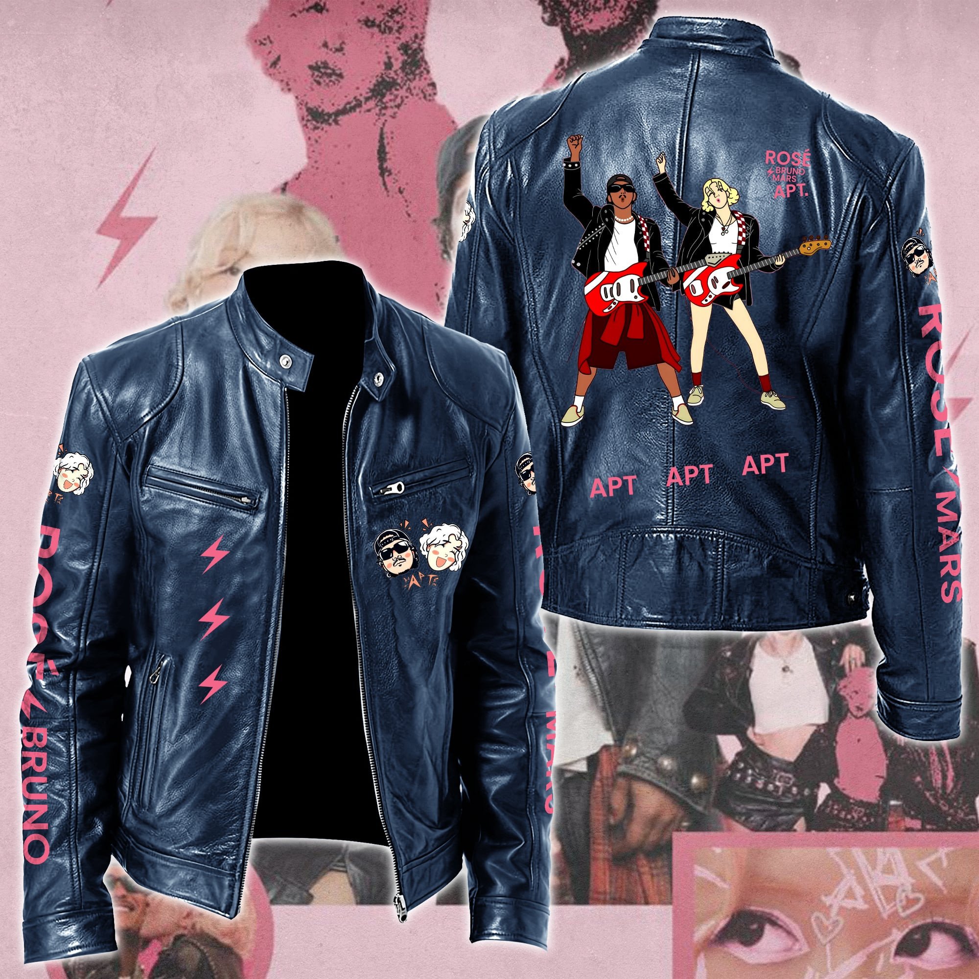 Rosé & Bruno Mars APT Music Style Leather Jacket For Fans