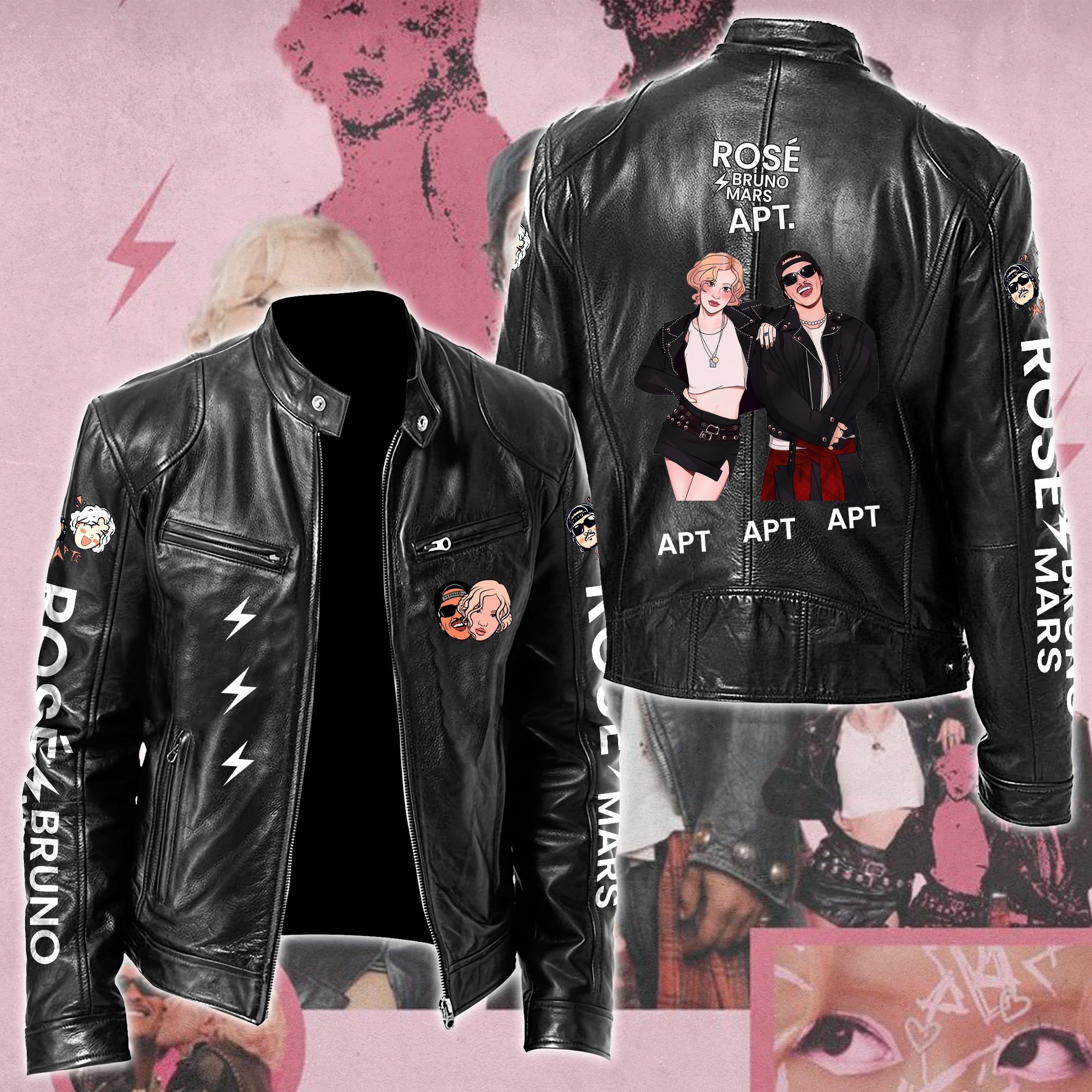 Rosé & Bruno Mars APT Music Style Leather Jacket For Fans