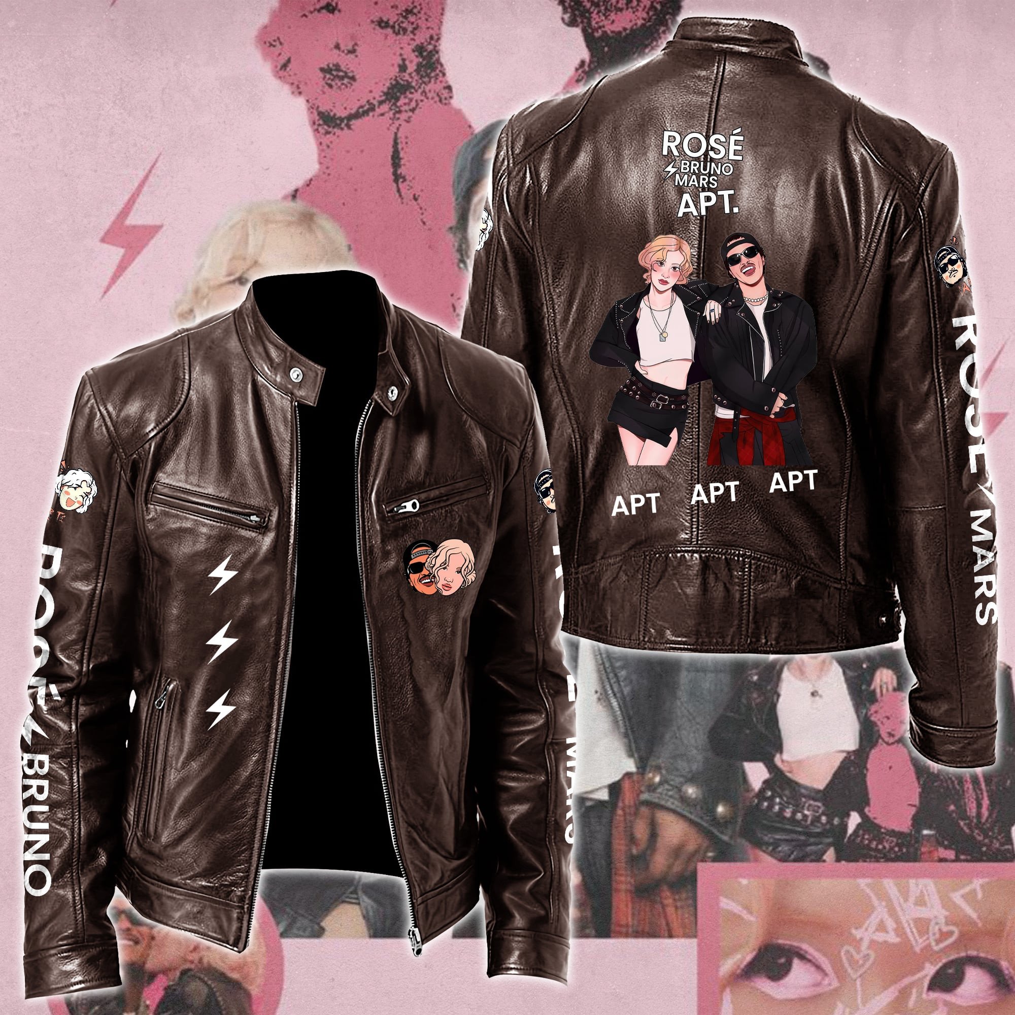 Rosé & Bruno Mars APT Music Style Leather Jacket For Fans