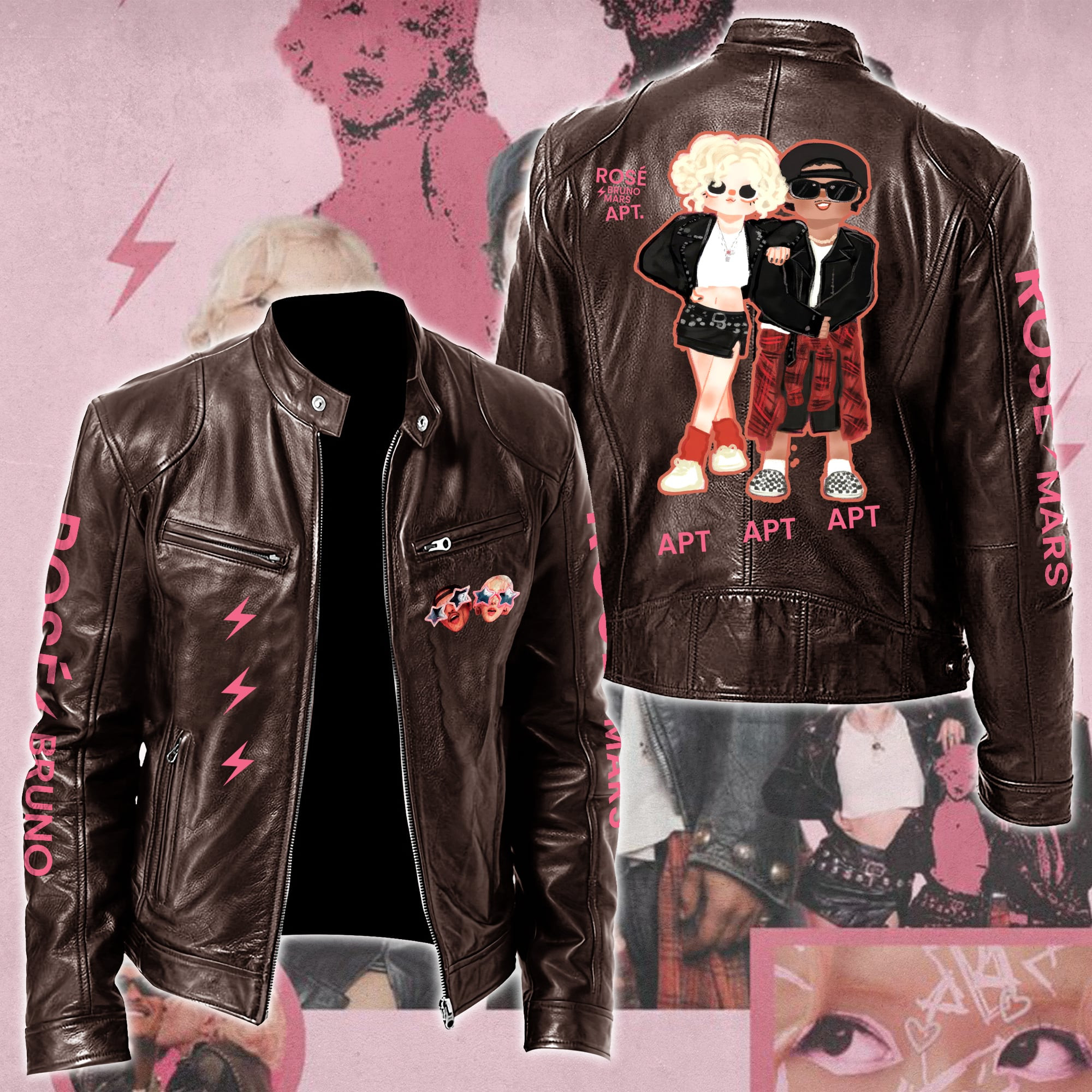 Rosé & Bruno Mars APT Music Style Leather Jacket For Fans