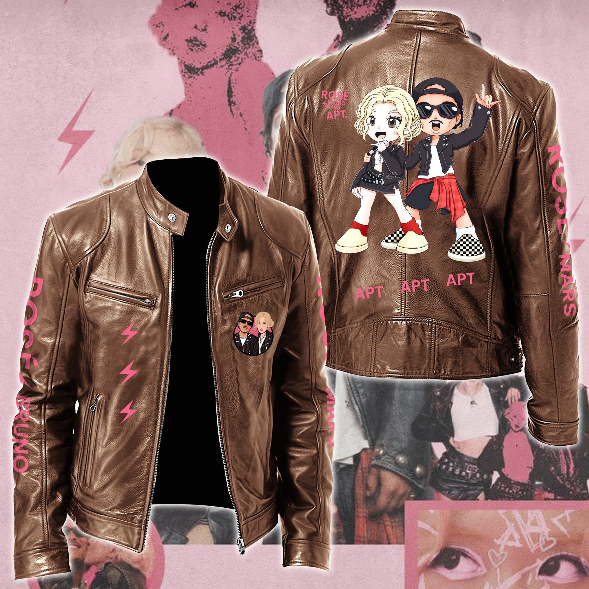 Rosé & Bruno Mars APT Music Style Leather Jacket For Fans