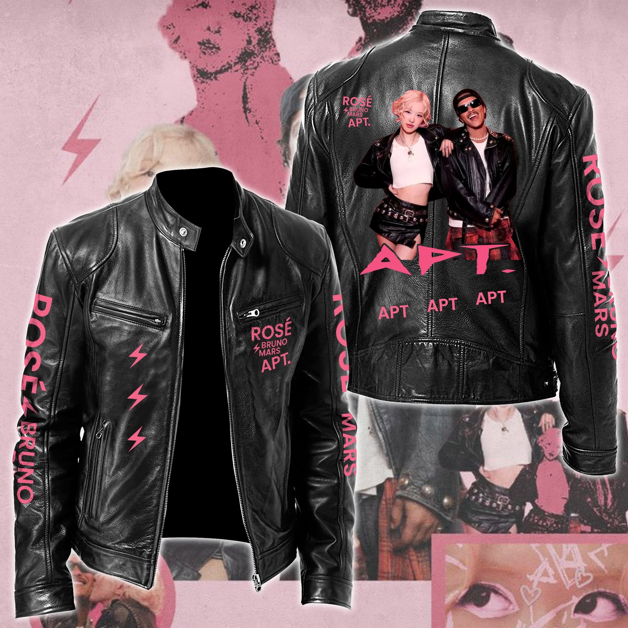 Rosé & Bruno Mars APT Music Style Leather Jacket For Fans