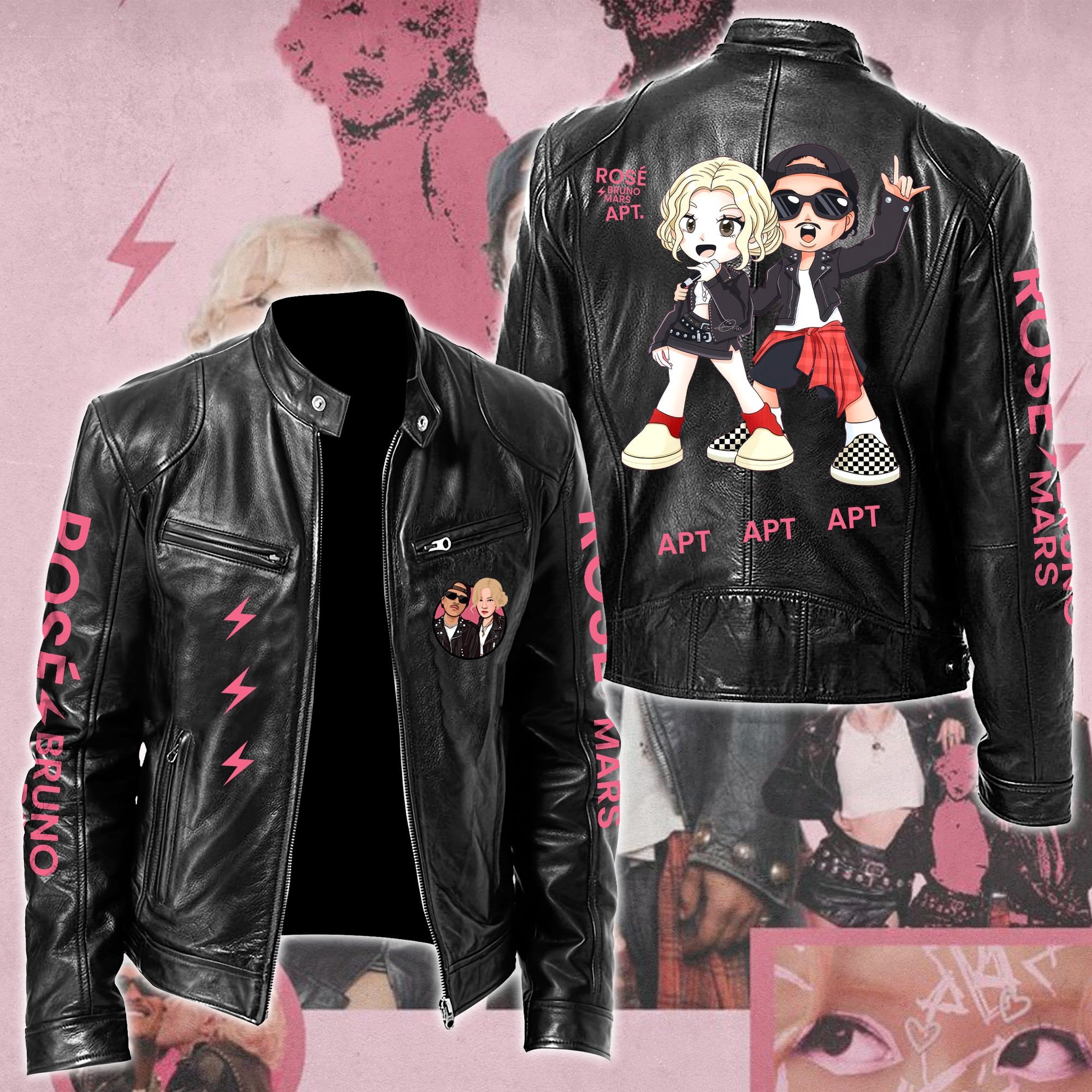 Rosé & Bruno Mars APT Music Style Leather Jacket For Fans