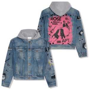 Rosé & Bruno Mars Music Style Hooded Denim Jacket For Fans