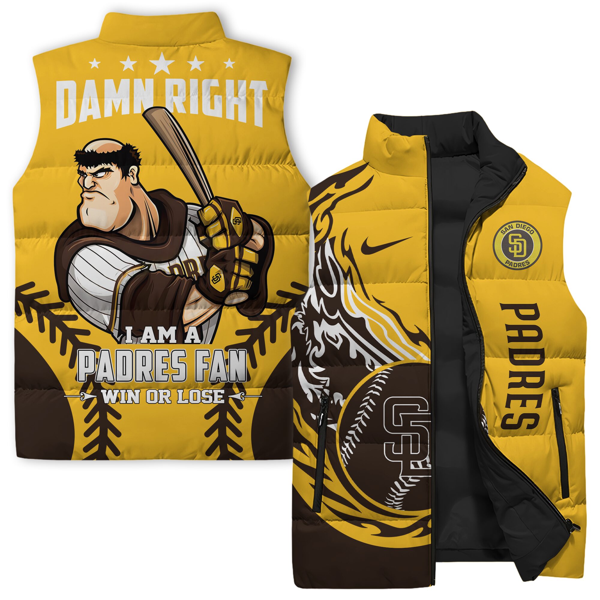 San Diego Padres MLB Style Sleeveless Puffer Jacket For Fans