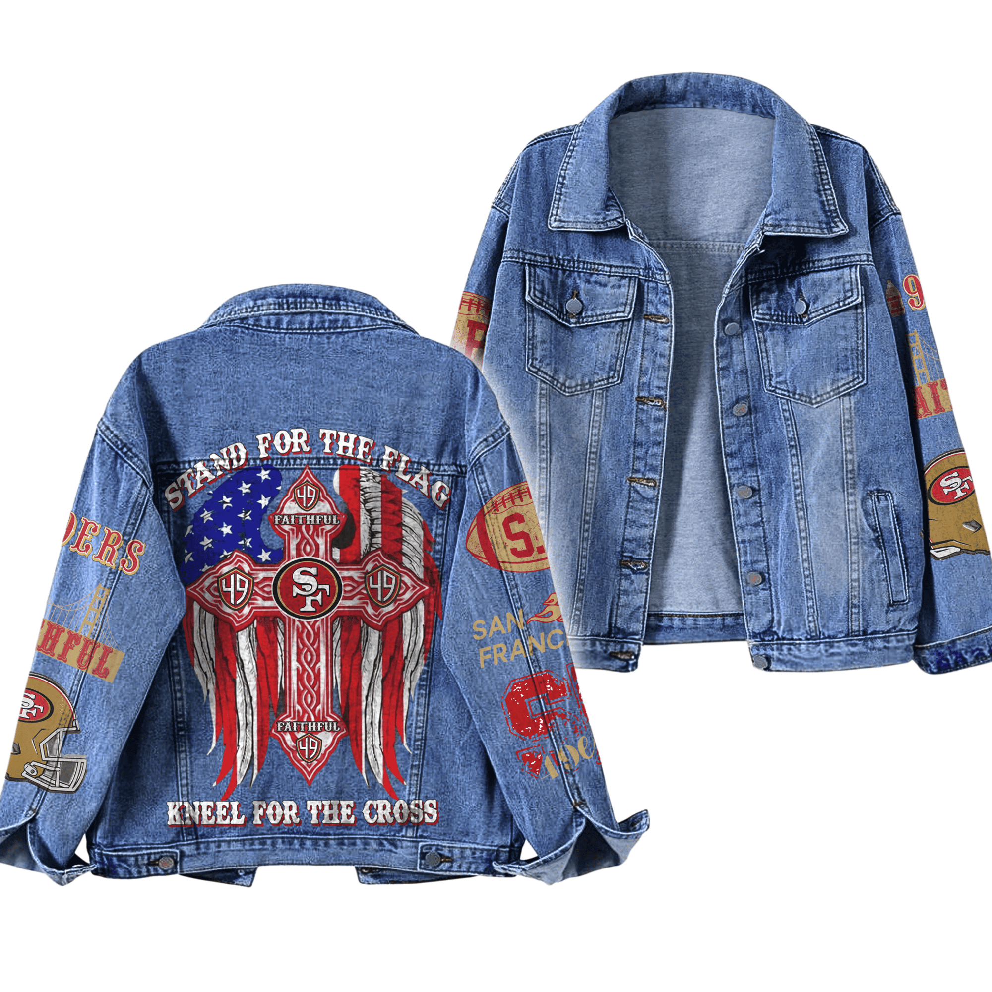 San Francisco 49ers NFL Style Denim Jacket For Fans