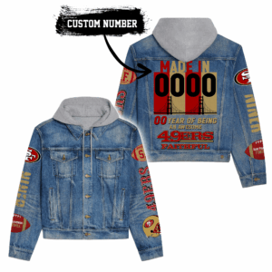 San Francisco 49ers NFL Style Hooded Denim Jacket For Fans