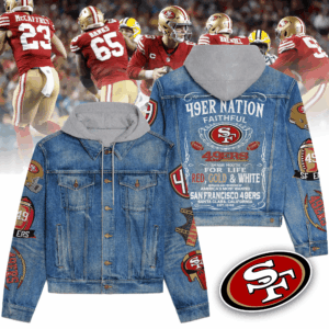 San Francisco 49ers NFL Style Hooded Denim Jacket For Fans