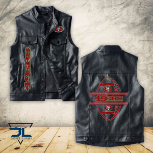 San Francisco 49ers NFL Style Sleeveless Leather Jacket For Fans