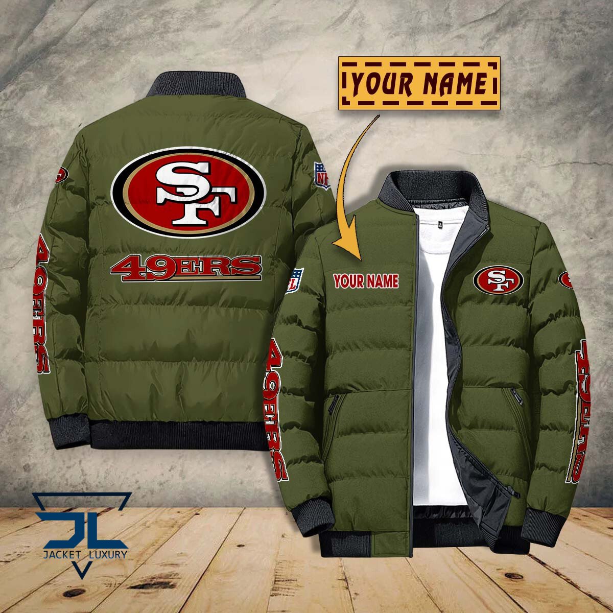 San Francisco 49ers NFL Style Puffer Jacket For Fans