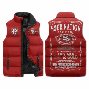 San Francisco 49ers NFL Style Sleeveless Puffer Jacket For Fans