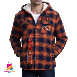 San Francisco 49ers NFL Style Zip Fleece Flannel Jacket For Fans