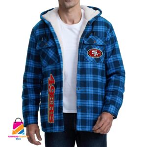 San Francisco 49ers NFL Style Zip Fleece Flannel Jacket For Fans