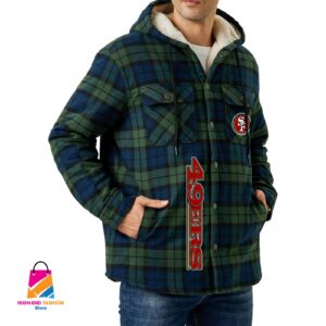 San Francisco 49ers NFL Style Zip Fleece Flannel Jacket For Fans