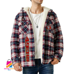 San Francisco 49ers NFL Style Zip Fleece Flannel Jacket For Fans