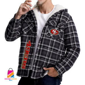 San Francisco 49ers NFL Style Zip Fleece Flannel Jacket For Fans
