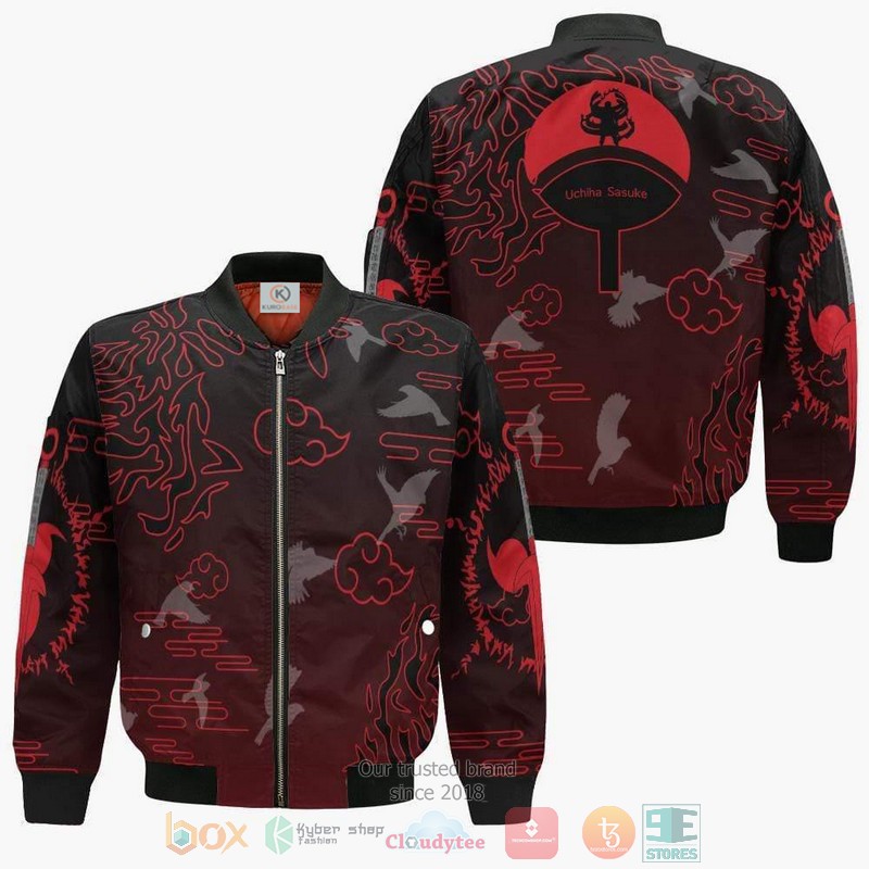 Sasuke Uchiha Clan Naruto Outfit Anime Anime Style Bomber Jacket For Fans