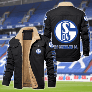 Schalke 04 Bundesliga Style Fleece Thermal Cotton Jacket For Fans