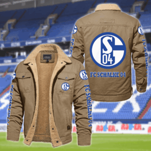 Schalke 04 Bundesliga Style Fleece Thermal Cotton Jacket For Fans