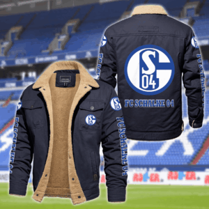Schalke 04 Bundesliga Style Fleece Thermal Cotton Jacket For Fans