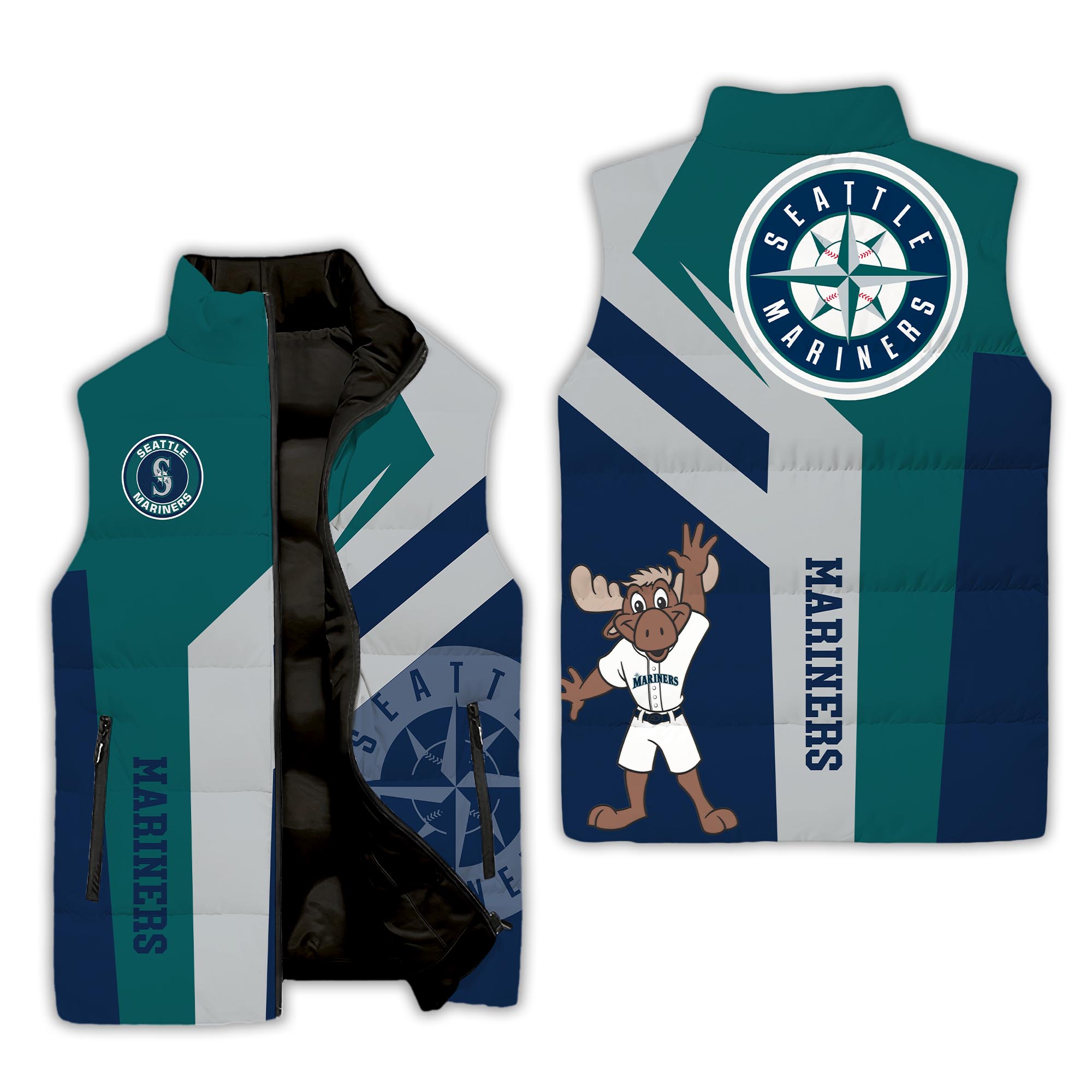 Seattle Mariners MLB Style Sleeveless Puffer Jacket For Fans