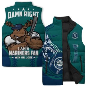 Seattle Mariners MLB Style Sleeveless Puffer Jacket For Fans