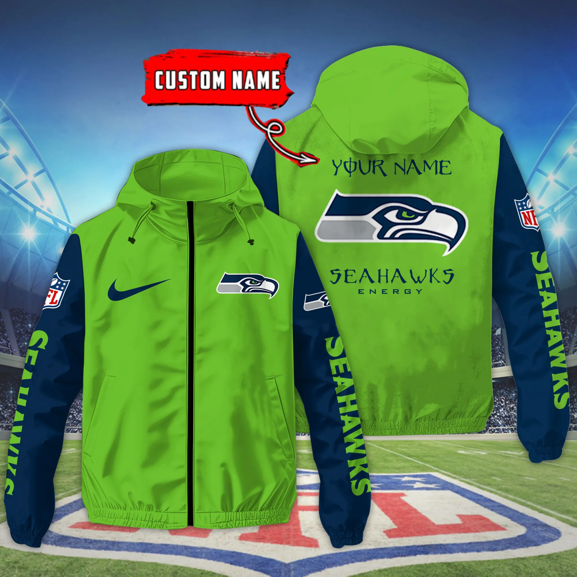 Seattle Seahawks NFL Personalized Style Windbreaker Jacket For Fans