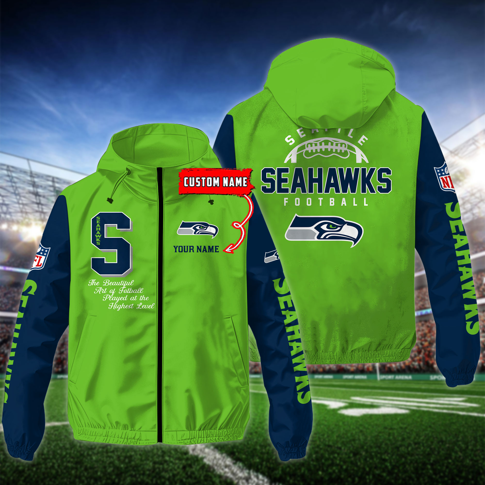 Seattle Seahawks NFL Personalized Style Windbreaker Jacket For Fans