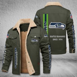Seattle Seahawks NFL Style Fleece Thermal Cotton Jacket For Fans