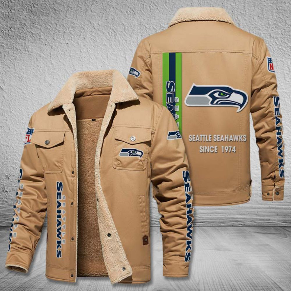 Seattle Seahawks NFL Style Fleece Thermal Cotton Jacket For Fans