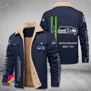 Seattle Seahawks NFL Style Fleece Thermal Cotton Jacket For Fans