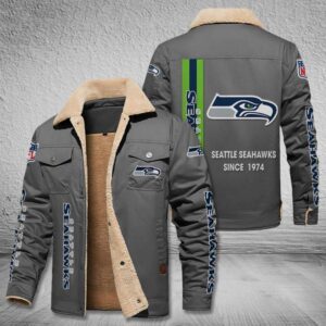Seattle Seahawks NFL Style Fleece Thermal Cotton Jacket For Fans