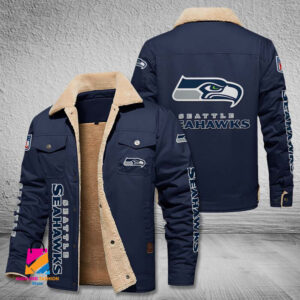 Seattle Seahawks NFL Style Fleece Thermal Cotton Jacket For Fans