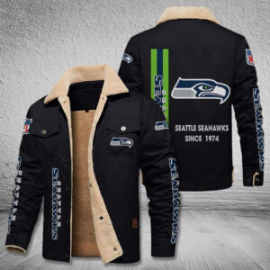 Seattle Seahawks NFL Style Fleece Thermal Cotton Jacket For Fans
