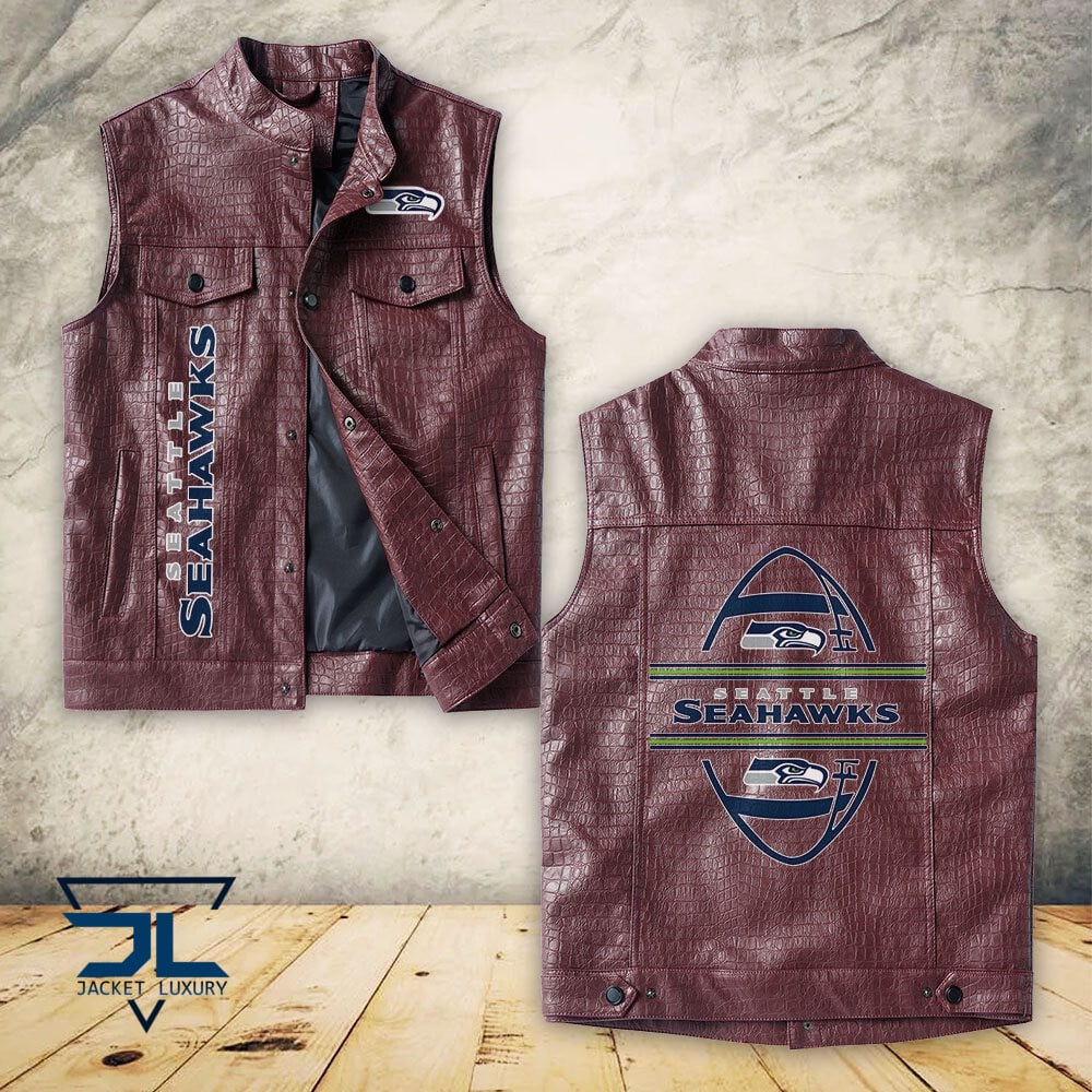 Seattle Seahawks NFL Style Sleeveless Leather Jacket For Fans