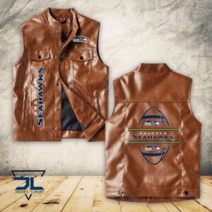 Seattle Seahawks NFL Style Sleeveless Leather Jacket For Fans