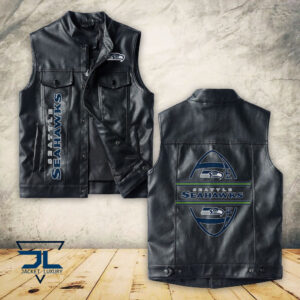 Seattle Seahawks NFL Style Sleeveless Leather Jacket For Fans