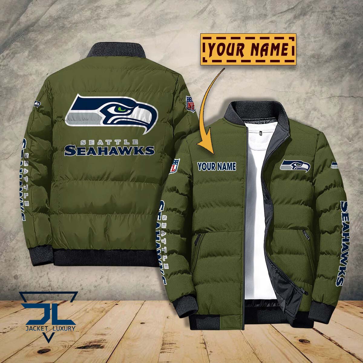 Seattle Seahawks NFL Style Puffer Jacket For Fans