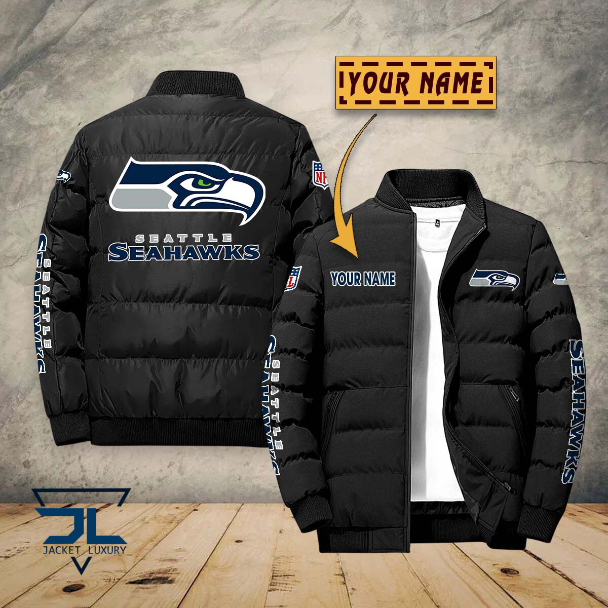 Seattle Seahawks NFL Style Puffer Jacket For Fans