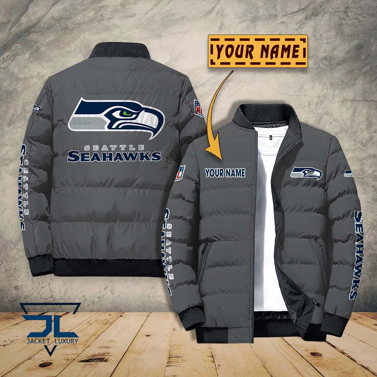 Seattle Seahawks NFL Style Puffer Jacket For Fans