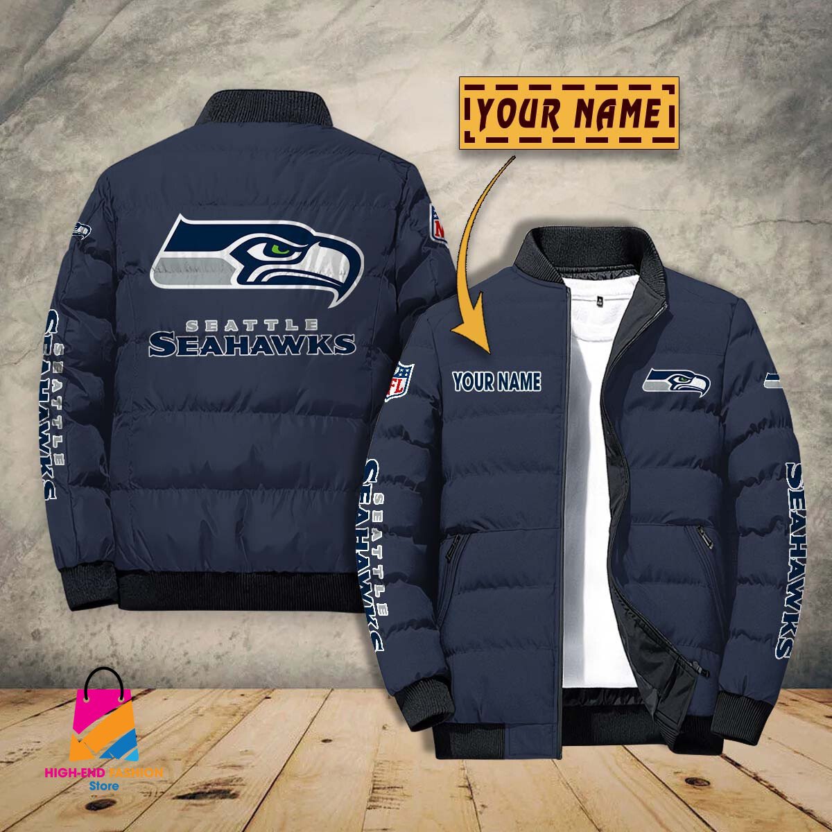 Seattle Seahawks NFL Style Puffer Jacket For Fans