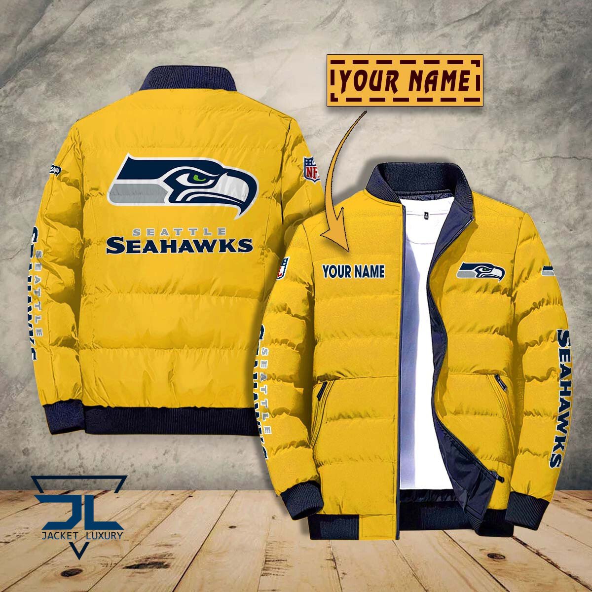 Seattle Seahawks NFL Style Puffer Jacket For Fans