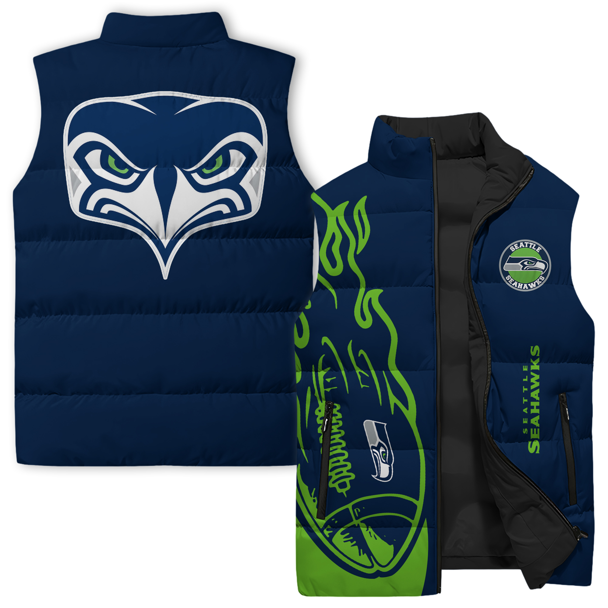 Seattle Seahawks NFL Style Sleeveless Puffer Jacket For Fans